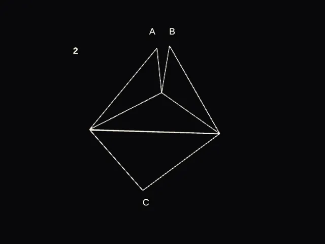 Step 2: corners A and B folded to meet